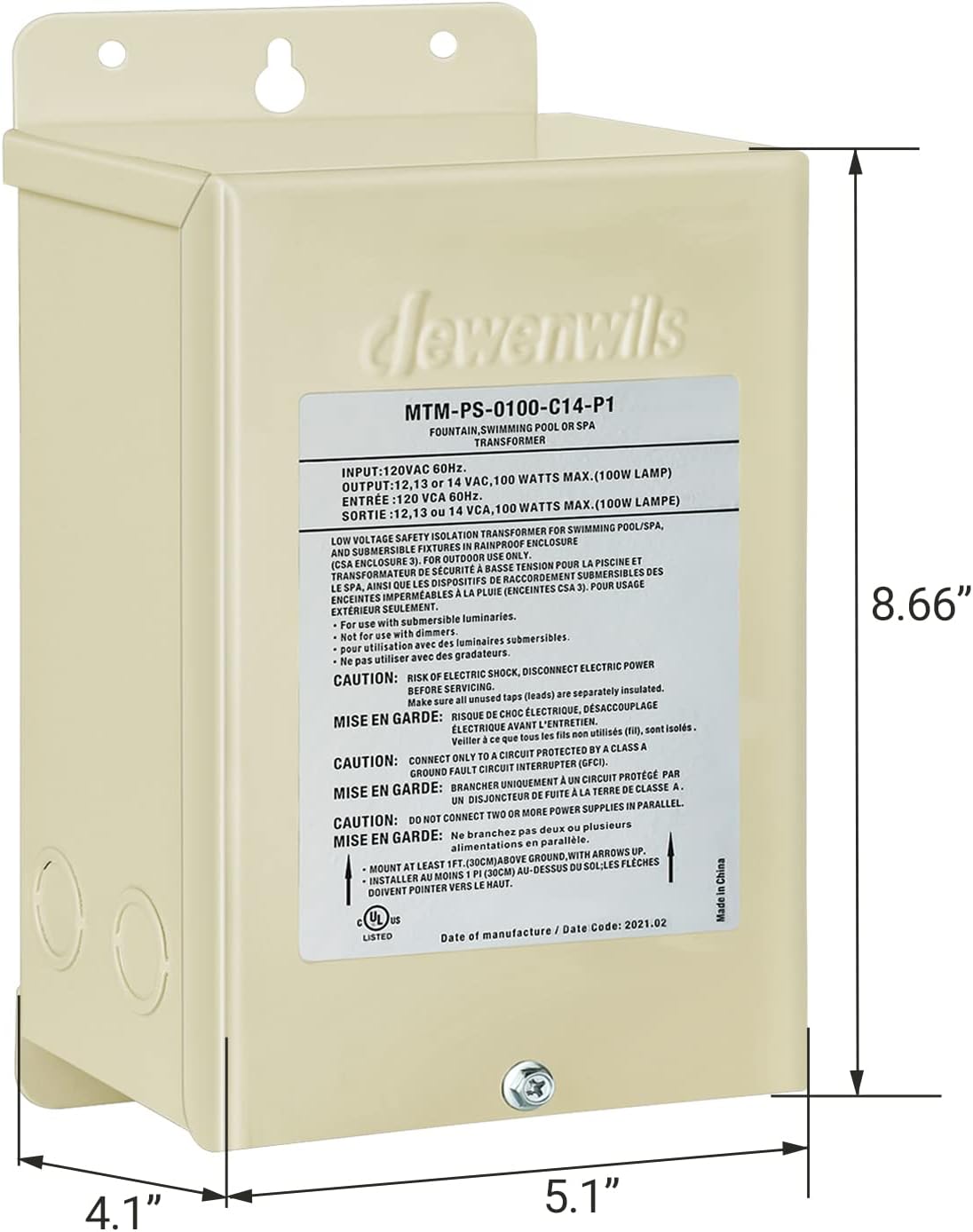 Buy DEWENWILS 100W Pool Light Transformer, 120V AC to 12V/13V/14V AC,  Multi-tap Low Voltage Transformer for Swimming Pool Lighting, Spa,  Landscape & Fountain Lights, Outdoor Lighting Products, UL Listed Online at  Lowest