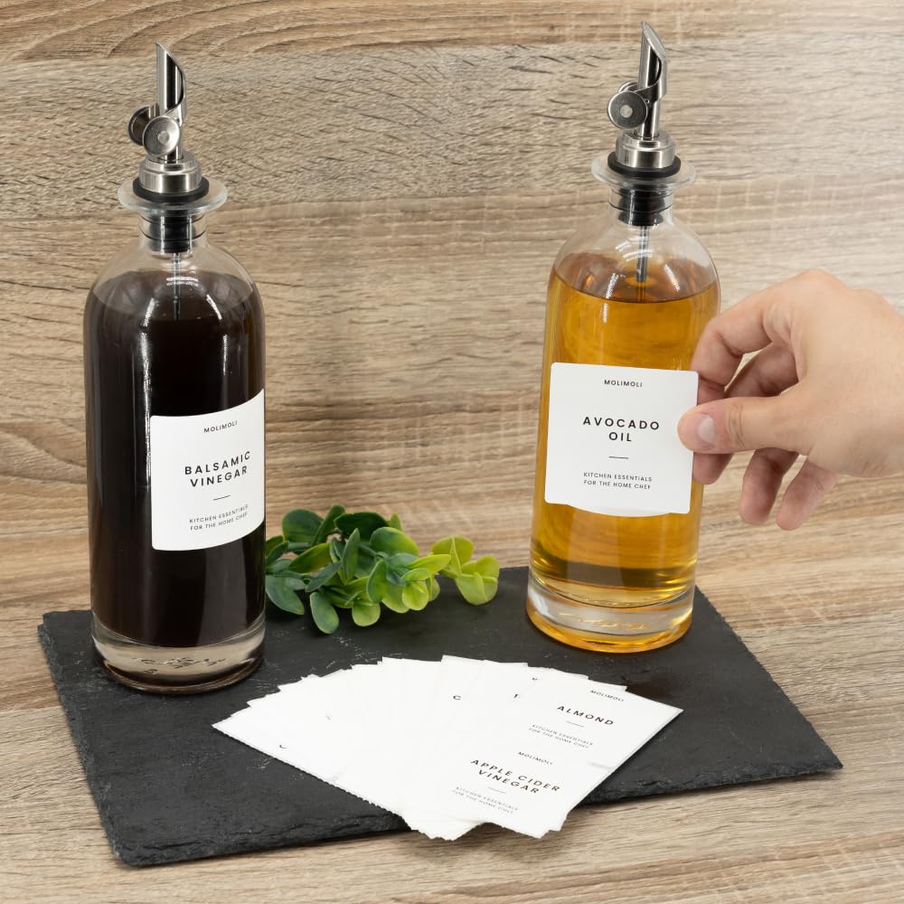 Molimoli Bouteille Distributrice d'Huile d'Olive pour Cuisine, Verseur Automatique, Bouteille en Verre pour Cuisine, Cruche à Huile d'Olive, | Ensemble de 2