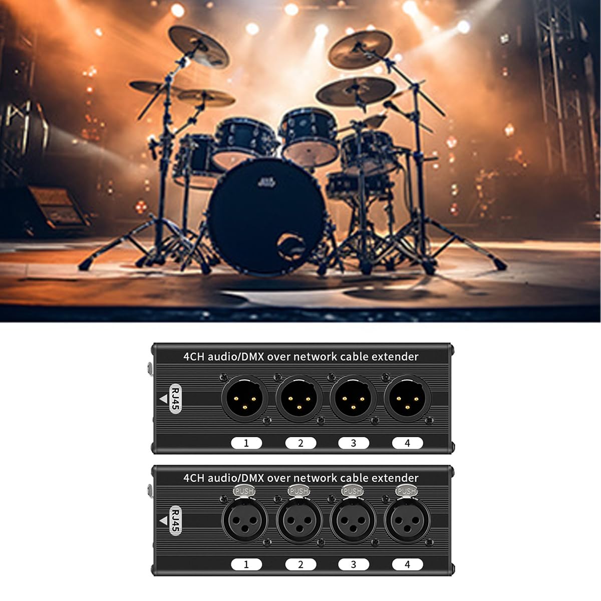 Câble multi-réseau 4 canaux, 3 broches XLR 6,35 mâle et femelle vers Ethernet, compatible Cat5 et Cat6 (1 paire : mâle, 6,35 femelle)