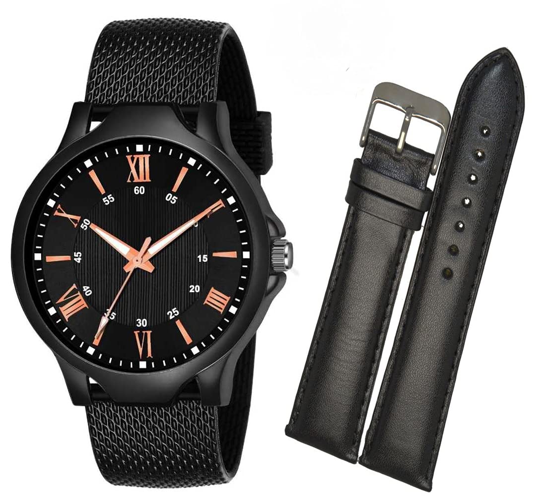 Maa Creation Black Roman Stylish Dial & Get Black Leathe Belt Free for Men & Boy (B09DL34JCG) Amazon Price History, Amazon Price Tracker
