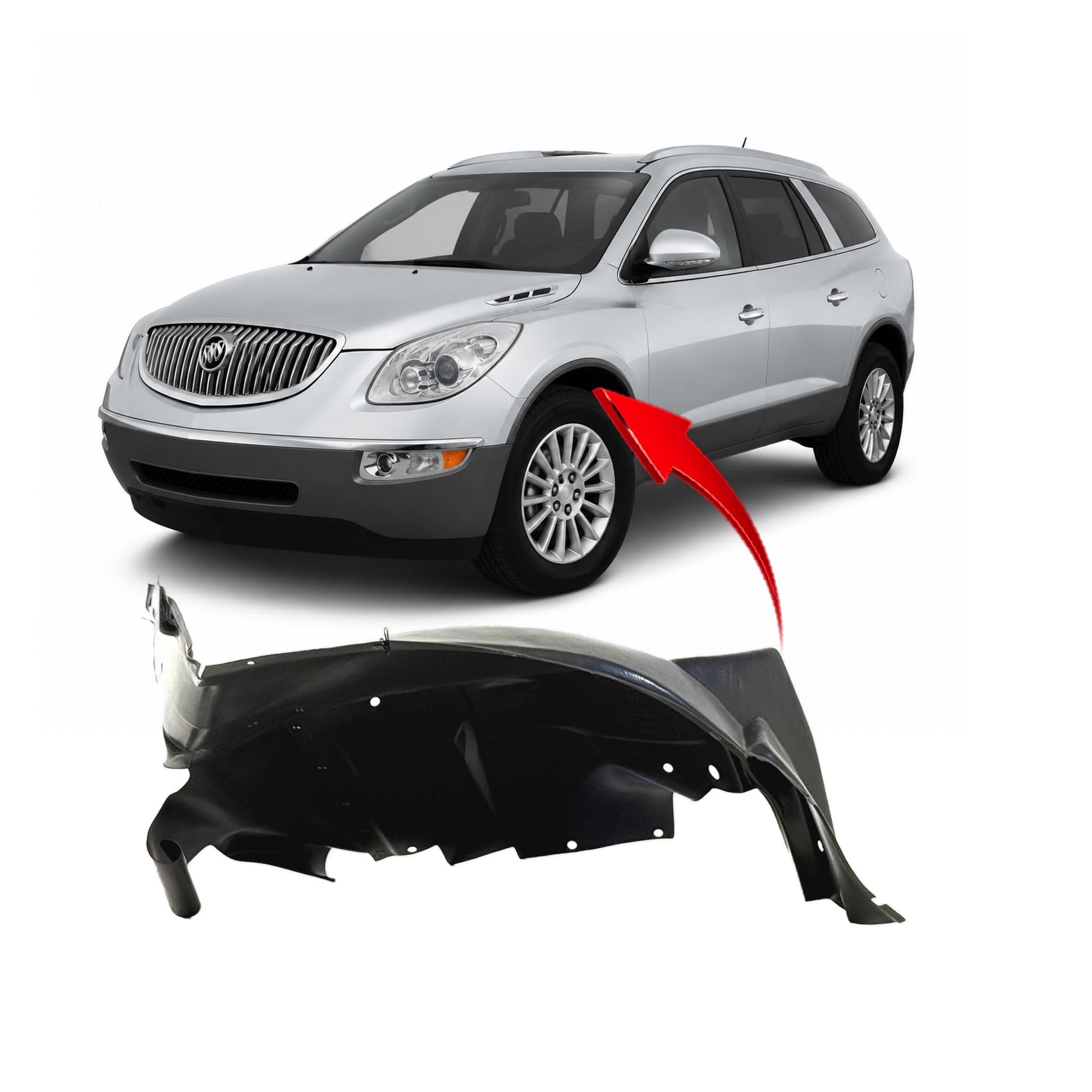 FitParts Compatible with Buick Enclave 2008–2017 Front Left Fender Liner
