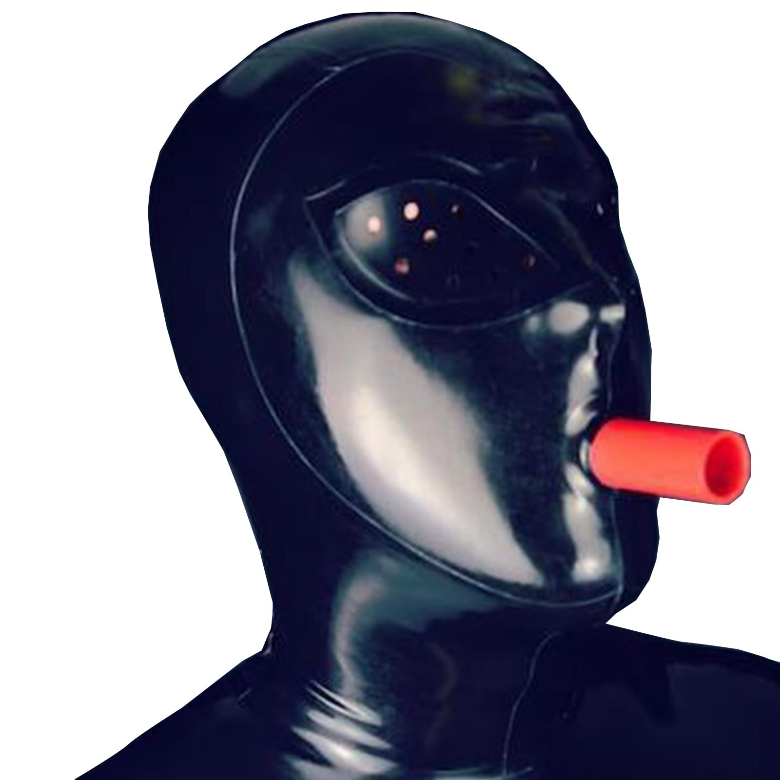 DSPENGS BDSM Latex Hood All Inclusive Unisex Adult Micropores Full Cover Hood Mask for Cosplay Handmade Special Cool(Size:L-68CM)