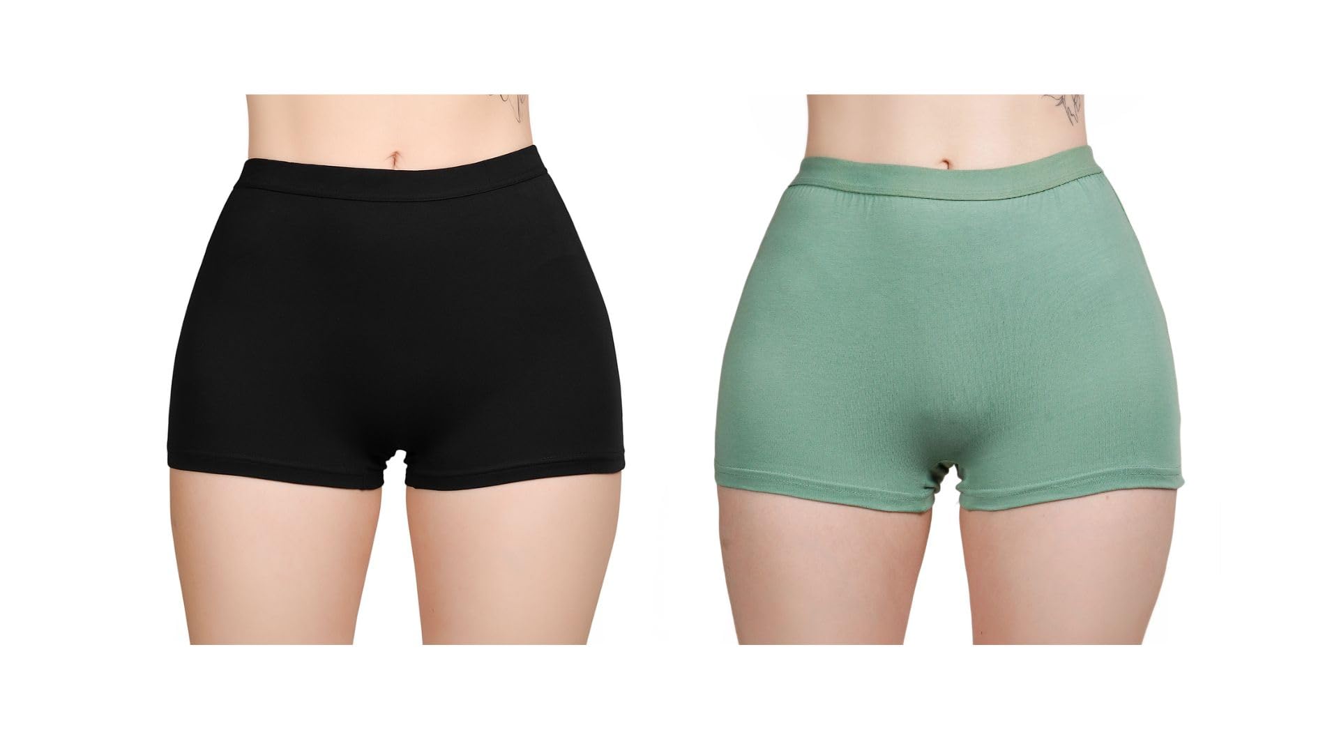 trybex Women's High Coverage Cotton Seamless Elastane Stretch Mid Waist Boy Shorts or Boyshorts Panties for Women or Cycling Shorts or Underskirt Shorts (Pack of 2)-picture-41