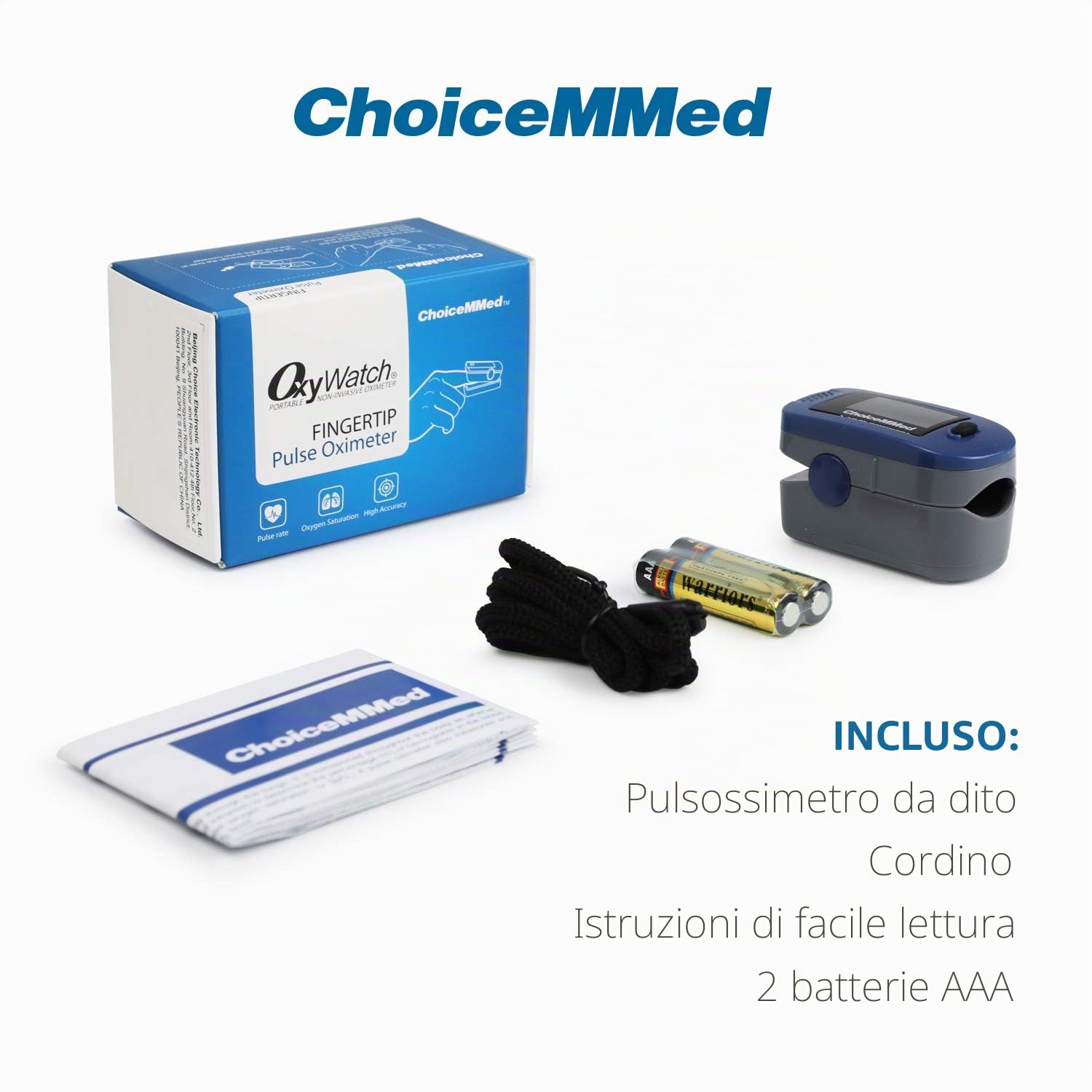 pulsossimetro da dito ChoiceMMed, MD300C2, ossimetro per la misurazione della frequenza cardiaca e della saturazione di ossigeno (SpO2), dispositivo di monitoraggio fisiologico affidabile e durevole