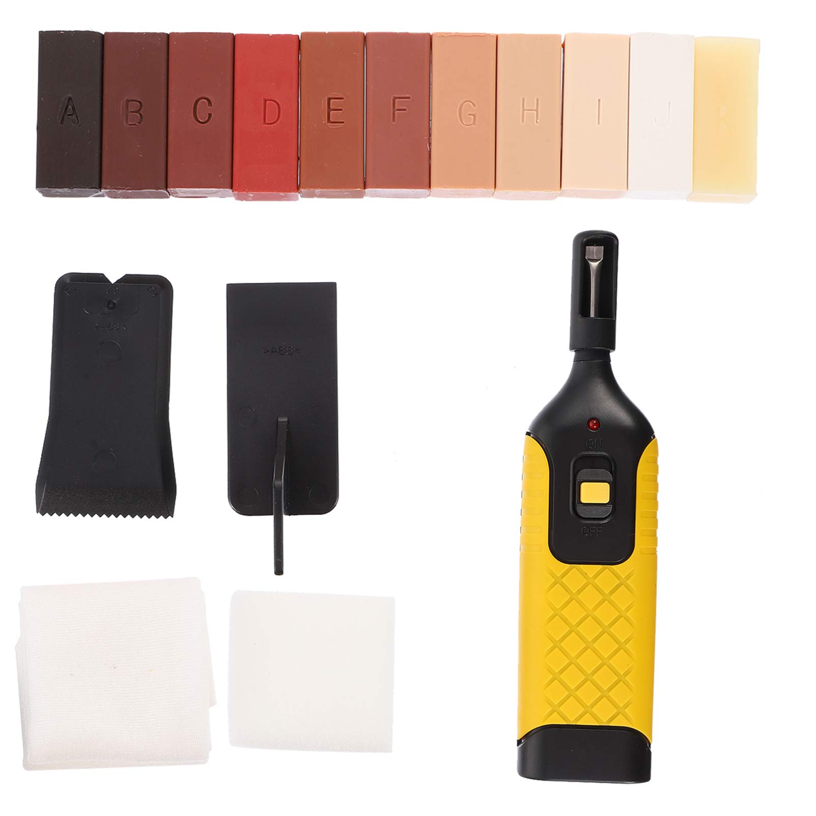 Gatuida Kit di Riparazione per Pavimenti in 16 Pezzi, Accessori per Riparare Fessure e Graffi, Plastico, Blocco Cera e Raschietto