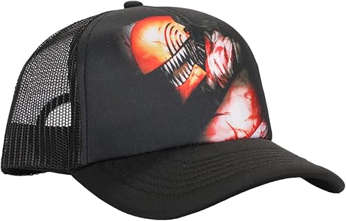Vista 9 de Bioworld Chainsaw Man Logo & Pochita Sombrero El Snapback Precurve Negro Para Hombre