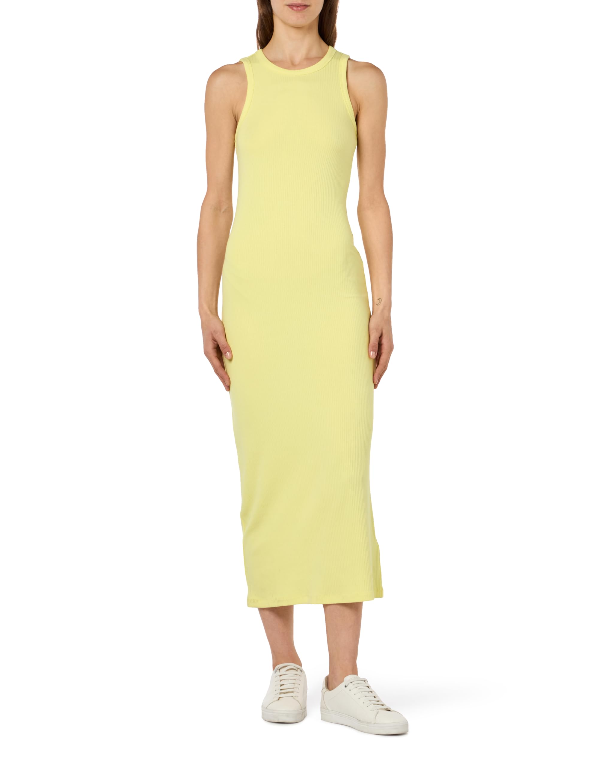 Tommy Hilfiger Women's Slim 5X2 Rib MIDI Dress NS Yellow Tulip XS
