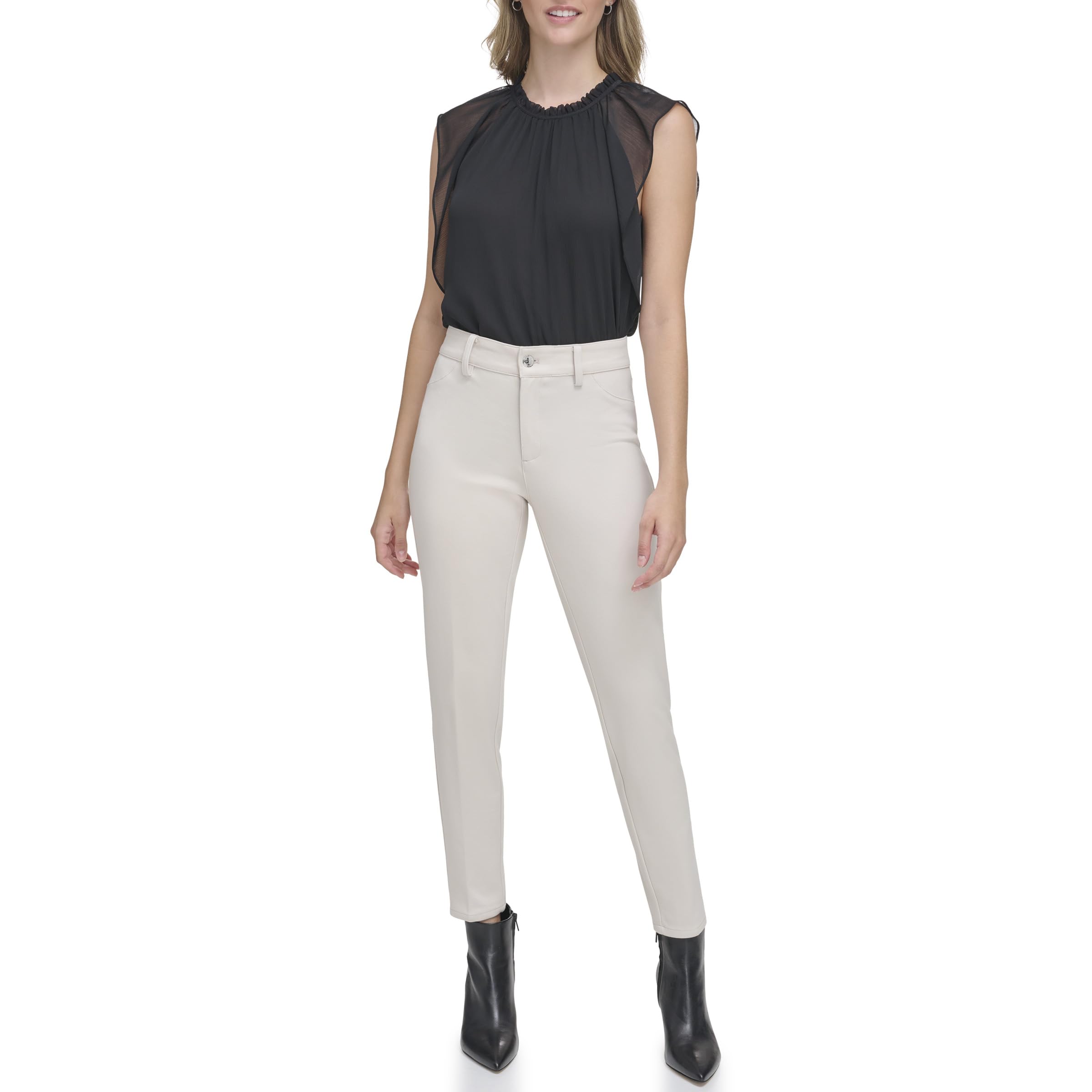 Calvin Klein Womens Slim Pant with Buttons
