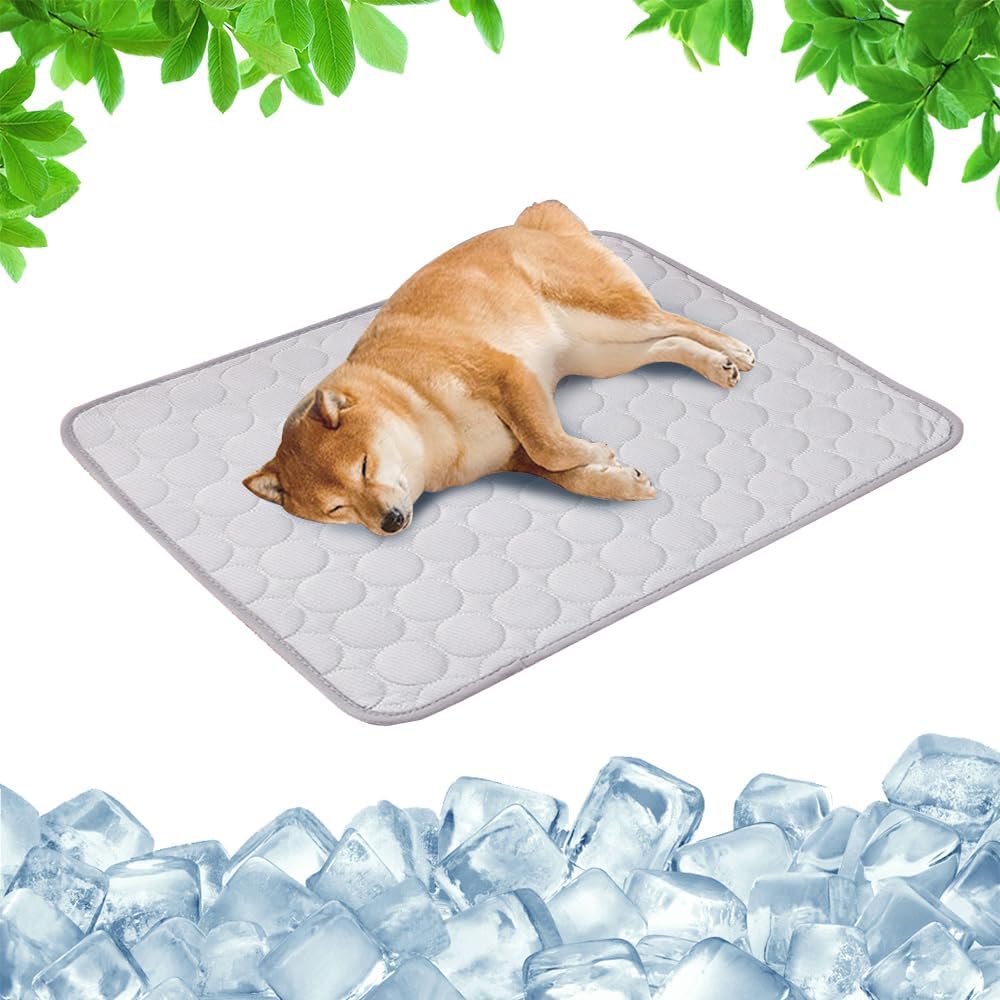 RuiDay Dog Cooling Mat, Self Coolings Foldable Cooling Pad, Durable Pet Cool Mat, Summer Ice Silk Dog Coolings pad for Dogs Cats, Wear-resistant and Bite-resistant (Gray, XXL)