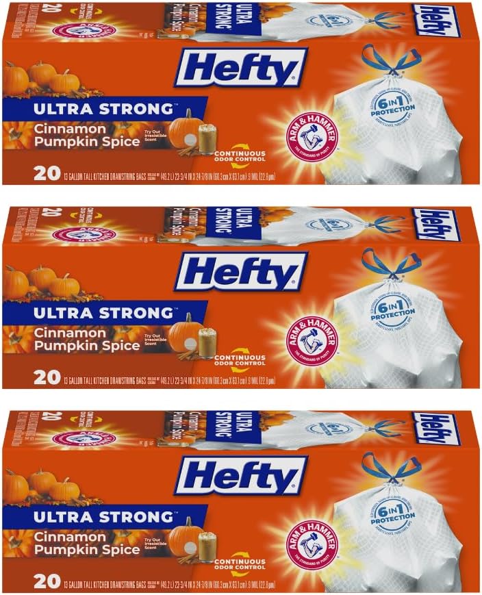 Hefty Ultra Strong Tall Kitchen Trash Bags, Cinnamon