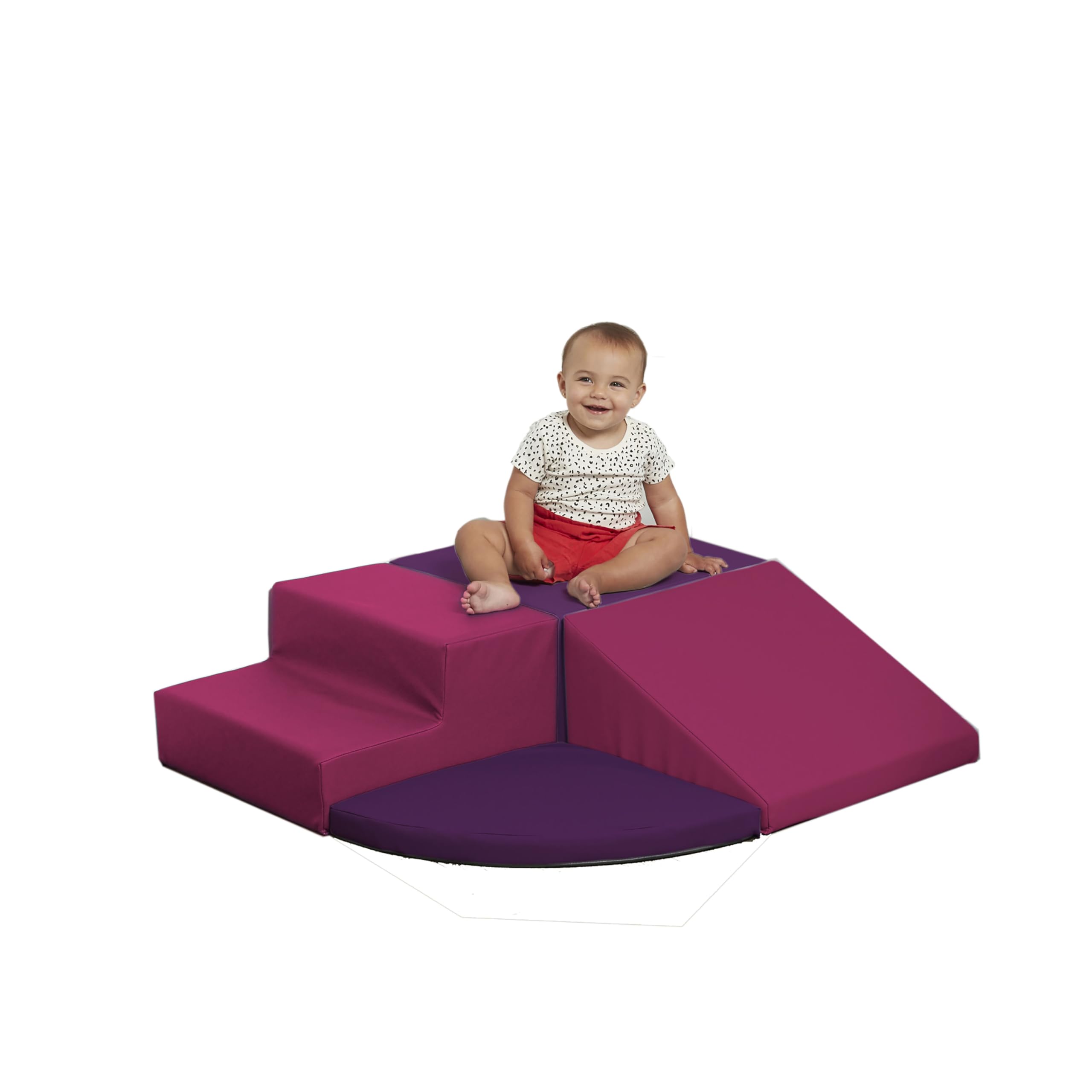 SoftScape Toddler Playtime Corner Climber, Indoor Active Play Structure for Toddlers and Kids, Safe Soft Foam for Crawling and Sliding (4-Piece Set) - Purple/Raspberry, 11619-PURS