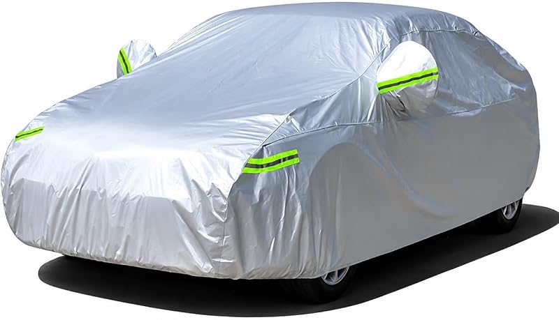 Waterproof Sedan Car Cover, 178-185 in | Outdoor Sun Snow Rain Protection, Heavy Duty, Universal Fit