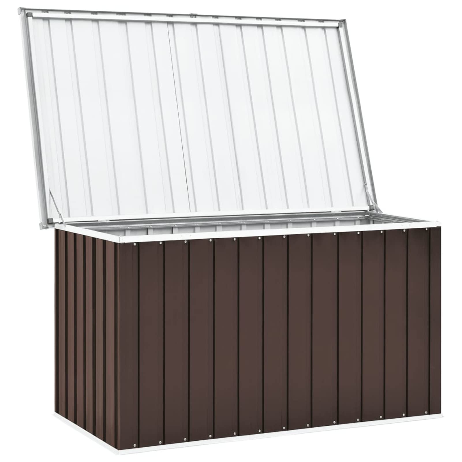 Homgoday Stal ocynkowana i plastikowa skrzynka do przechowywania ogrodu brązowa 149x99x93 cm na podwórko balkon