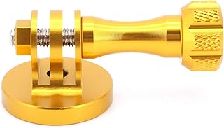 Hensych CNC Aluminium Integrated Tripod Adapter with Metal Long Screw for GoPro Hero Series/Xiaoyi/OSMO Action Cameras etc. Conversion Head Adapter for Selfie Stick Suction Cup Stabiliser (Gold)
