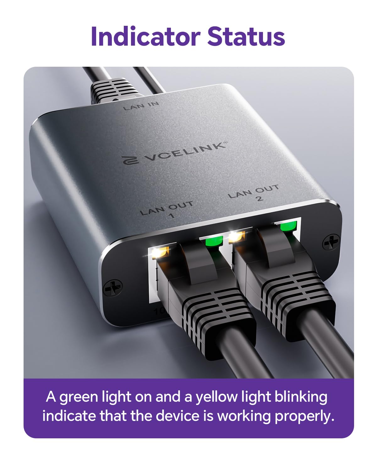 Splitter Ethernet 1 A 2 Gigabit 1000Mbps VCELINK – Perfetto Per Casa E Ufficio, Plug & Play
