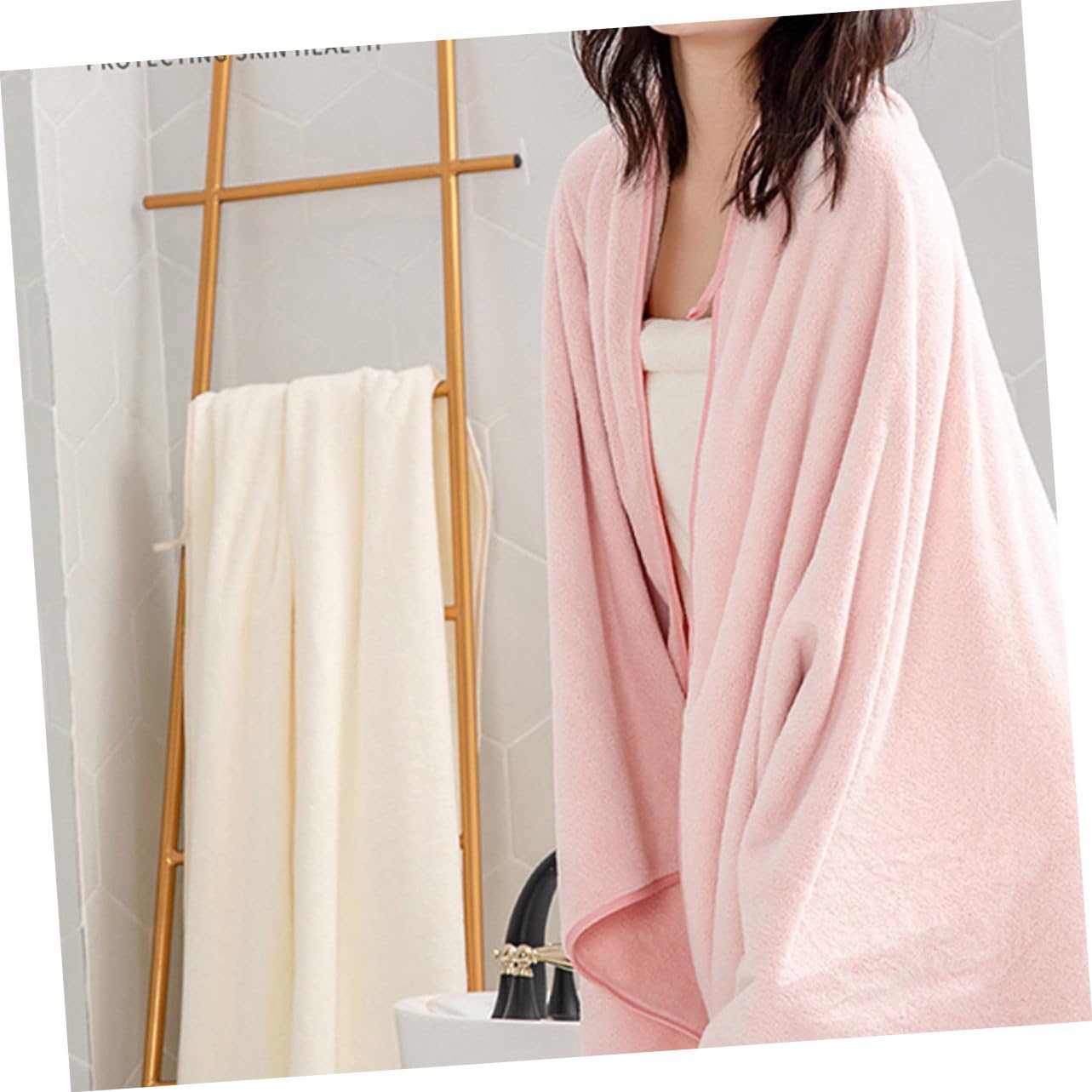 ABOOFAN Serviette de Bain à Séchage Rapide pour Femmes, Serviette Peignoir en Polaire Corail, Absorbante, pour Spa Piscine Plage