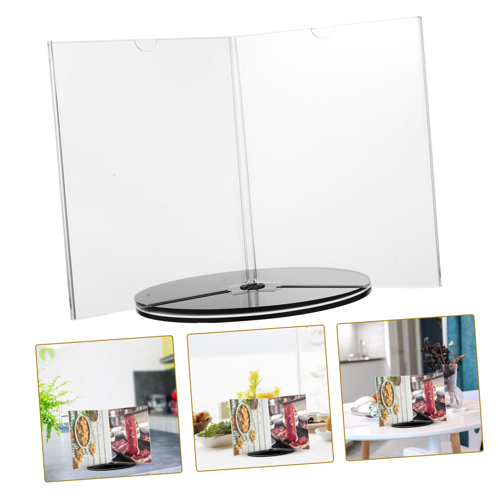 Portamenús Giratorio Multilateral A5 de Acrílico para Mesa | 1 Pieza, Base Estable de Escritorio, Adecuado para Buffets y Celebraciones