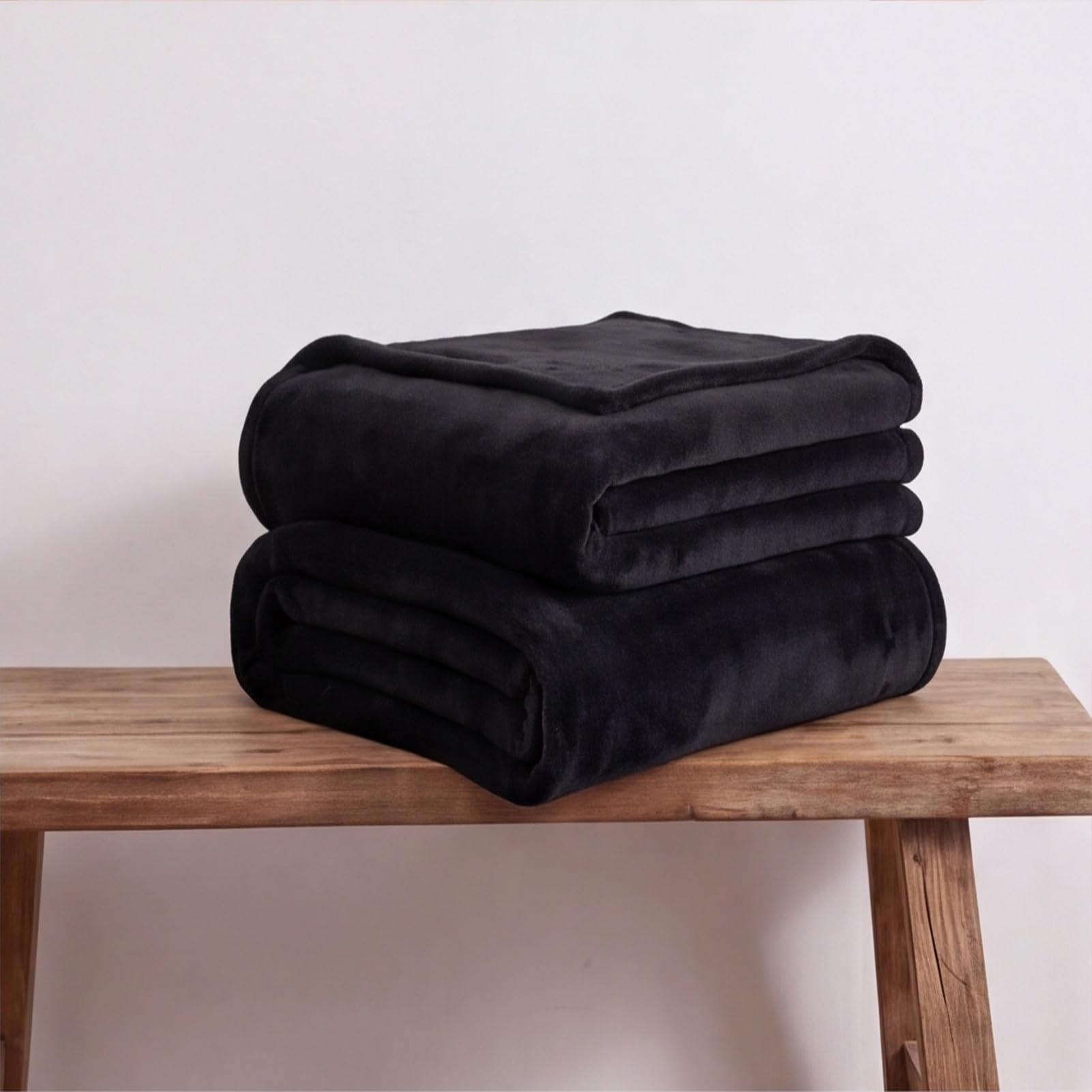 Plaid canapé polaire 70x290 cm noir couverture tout doux pour lit