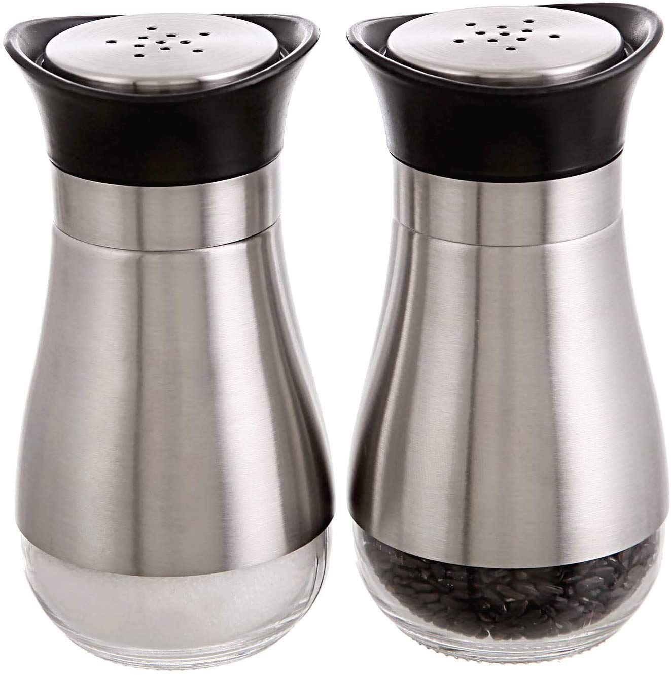 Salt Glass Steel Sprinkler Glass with Steel covering salt and pepper shaker sprinkler set of 2 (Color Same As Per Product Image) (Make in India) — Amazon image 2