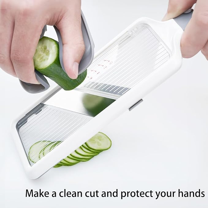 Mandolina ajustable para cocina con soporte de seguridad miniatura 3