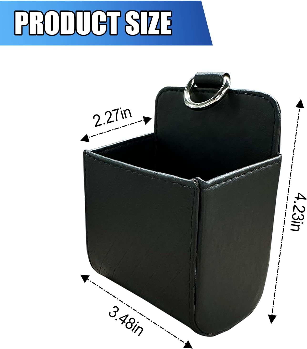 Car Vent Storage Bag, PU Leather Automotive Dashboard Organizer Pocket with Hook, Portable Vehicle Hanging Storage Pouch for Key, Coin, Cell Phone, Sunglasses (Black)