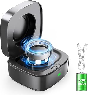 Wireless Charger Case Only Compatible with Oura Ring Gen4 - Size 8 - Upgraded Safety Mechanism Charger Grey Small Portable Travel Charging Box for Smart Ring