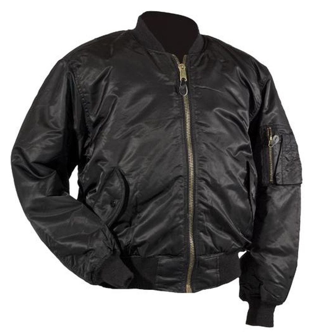 MA1 BOMBER JACKET WITH HEAVY BRASS ZIP (XXS, BLACK)