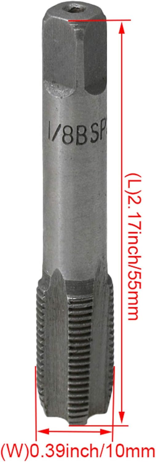 BQLZR 55.5x10mm Silver 1/8 BSP Bearing Steel Hand Tap Taper Drill Bits Tool for Machining Pipe Thread