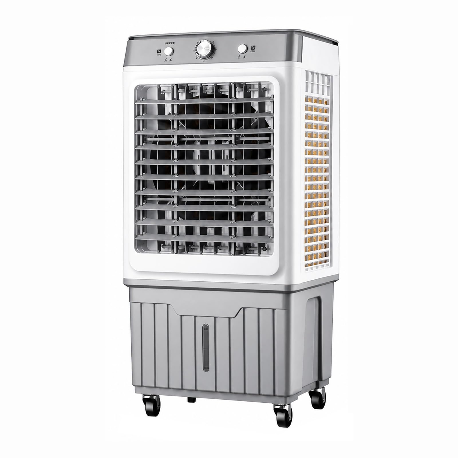 Evaporative Air Cooler, Portable Swamp Cooler with 3-Speed Settings, 120° Oscillation, 4 Ice Packs, 30/40/50L Water Tank(95cm/37.5in)