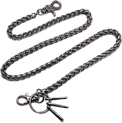 UNIQSUM Simple Rope shape wallet chain Swivel Trigger snap Biker Punk Key chain (23inch, Gun-Metal)