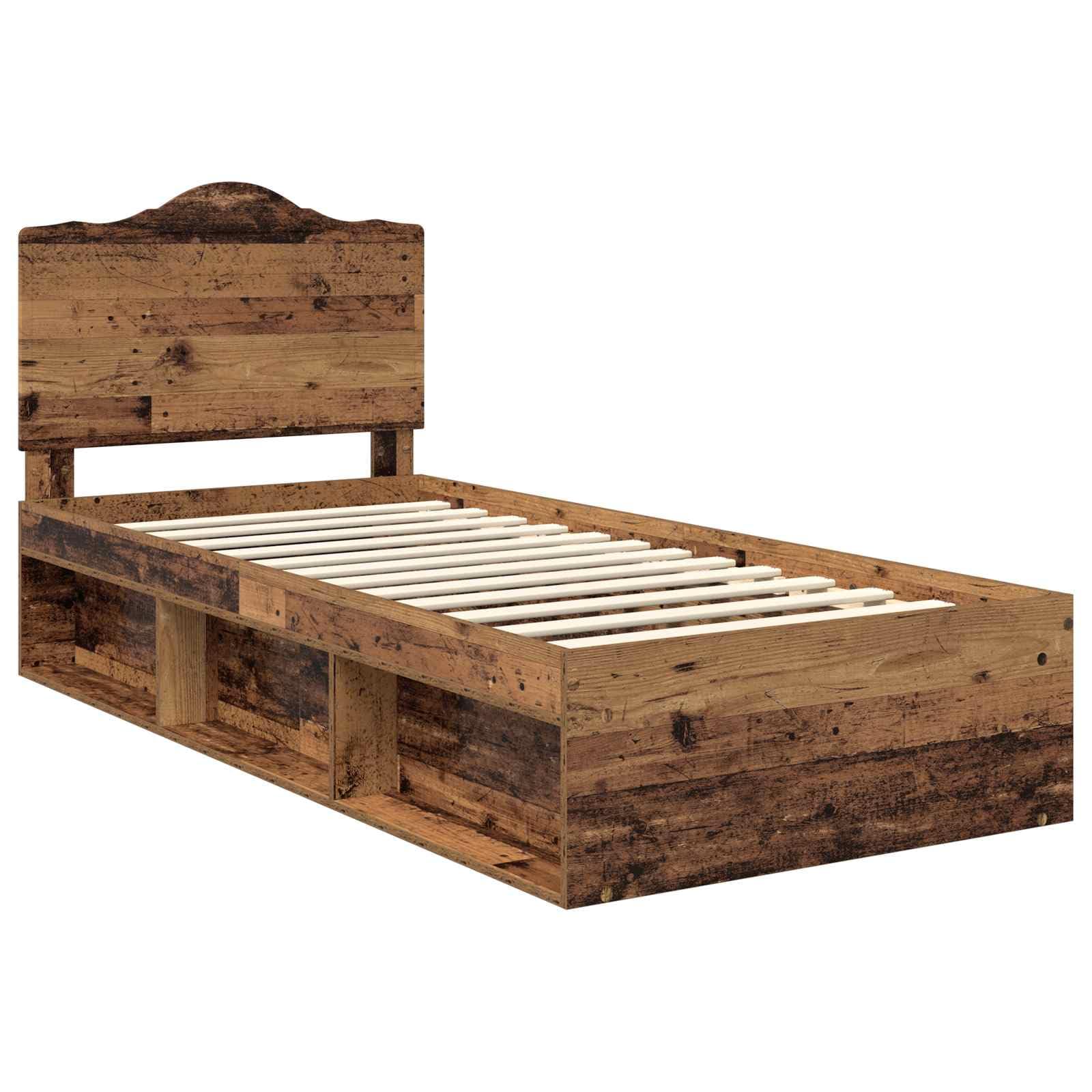 vidaXL Estructura de Cama con cabecera Madera Vieja 90 x 200 cm