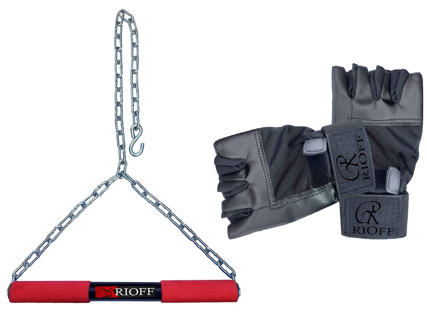 Rioff® 4FT Steel Sangal Height Increase Pull Up Bar for Chin Up Bar Hanging Rod for Home/Gym Use for Men Kids Boys Adults Fitted with Heavy Chain Sangal With Gloves (B09VFG34RL) Amazon Price History, Amazon Price Tracker