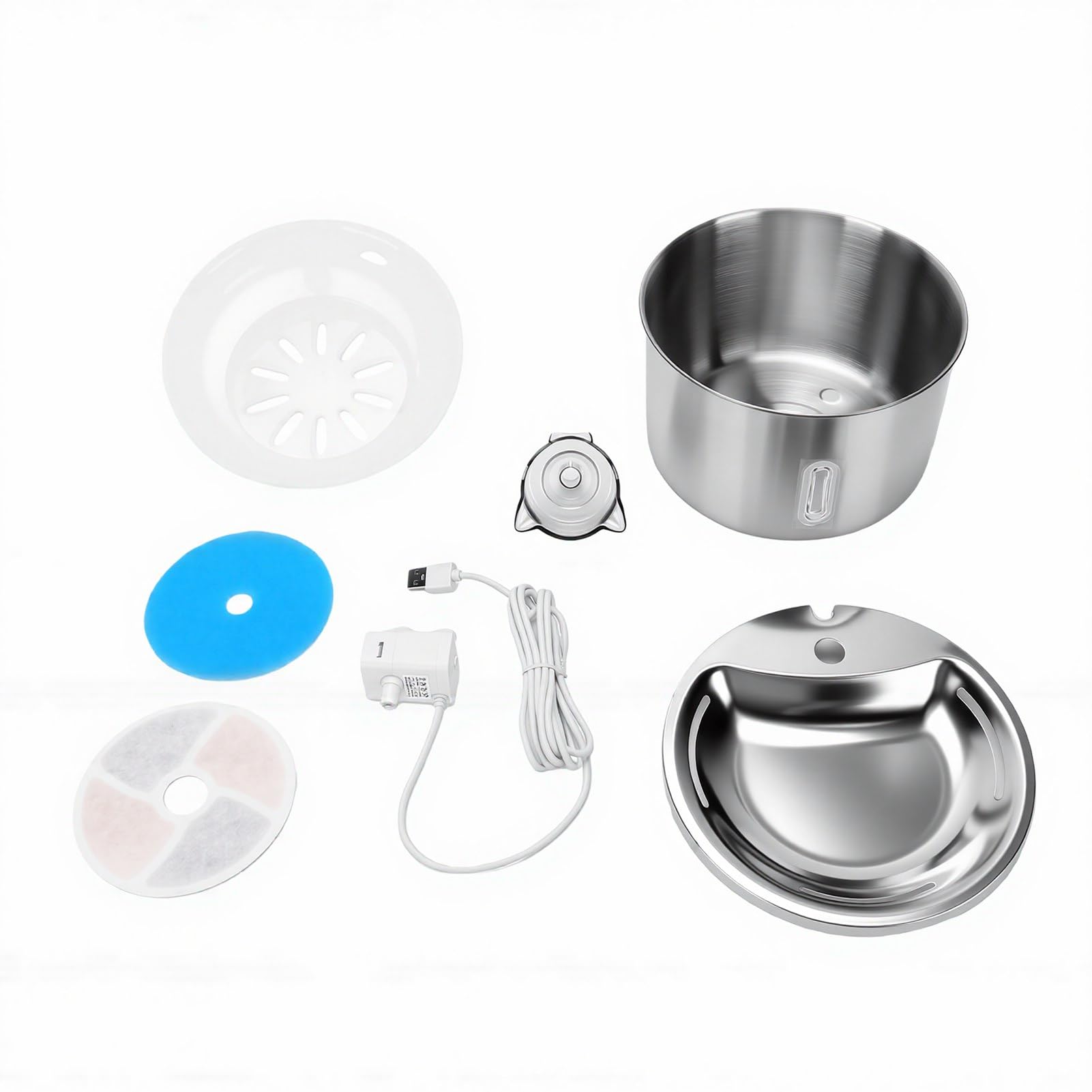 Fontana d'acqua per Animali Domestici Dispenser Automatico d'acqua in Acciaio Inossidabile Grande capacità con Filtrazione Circolante Pompa Silenziosa Design Leggero per Gatti e Cani di