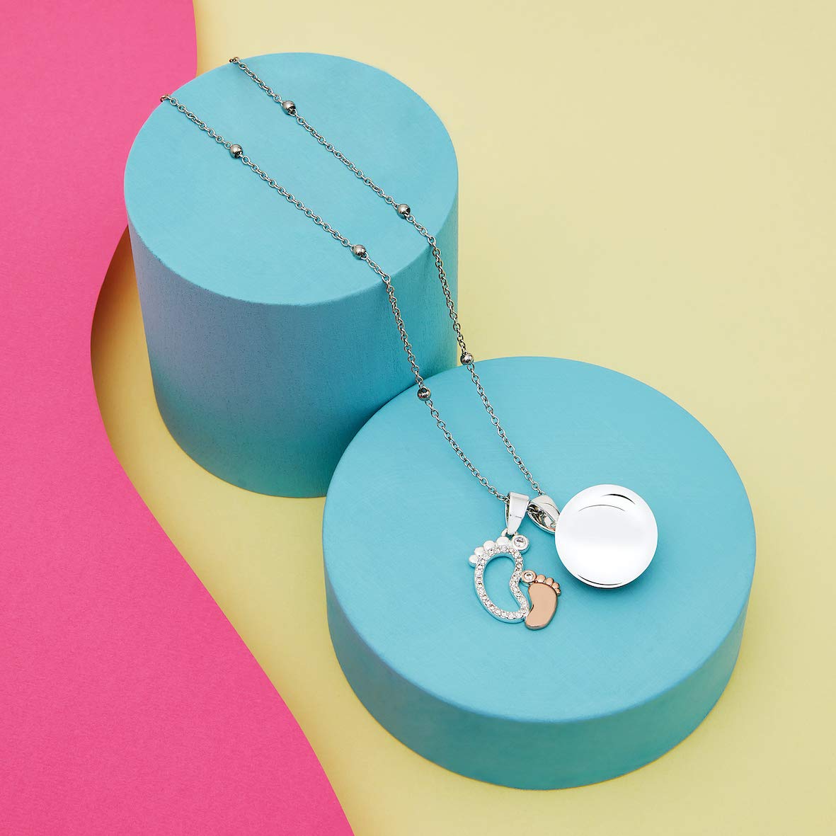 MAMIJUX Chiama Angeli Piedini Mamma Idea Regalo Gravidanza Collana Donna Richiamo degli Angeli Catenina Acciaio