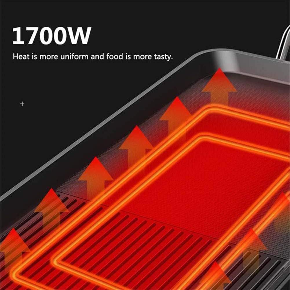 Teppanyaki Griddle Electric, Electric Griddle Nonstick 1400-1700W Large Pancake Griddle Electric Teppanyaki Table Top for Family Camping, 5-Level Control, Black,Medium+Ten Accessories