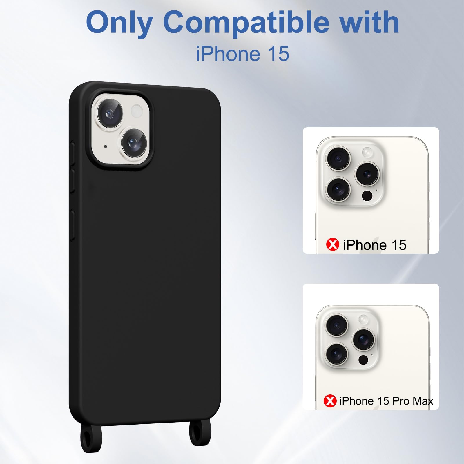 Coque IPhone 15 Avec Cordon - Housse Silicone Lanière Réglable