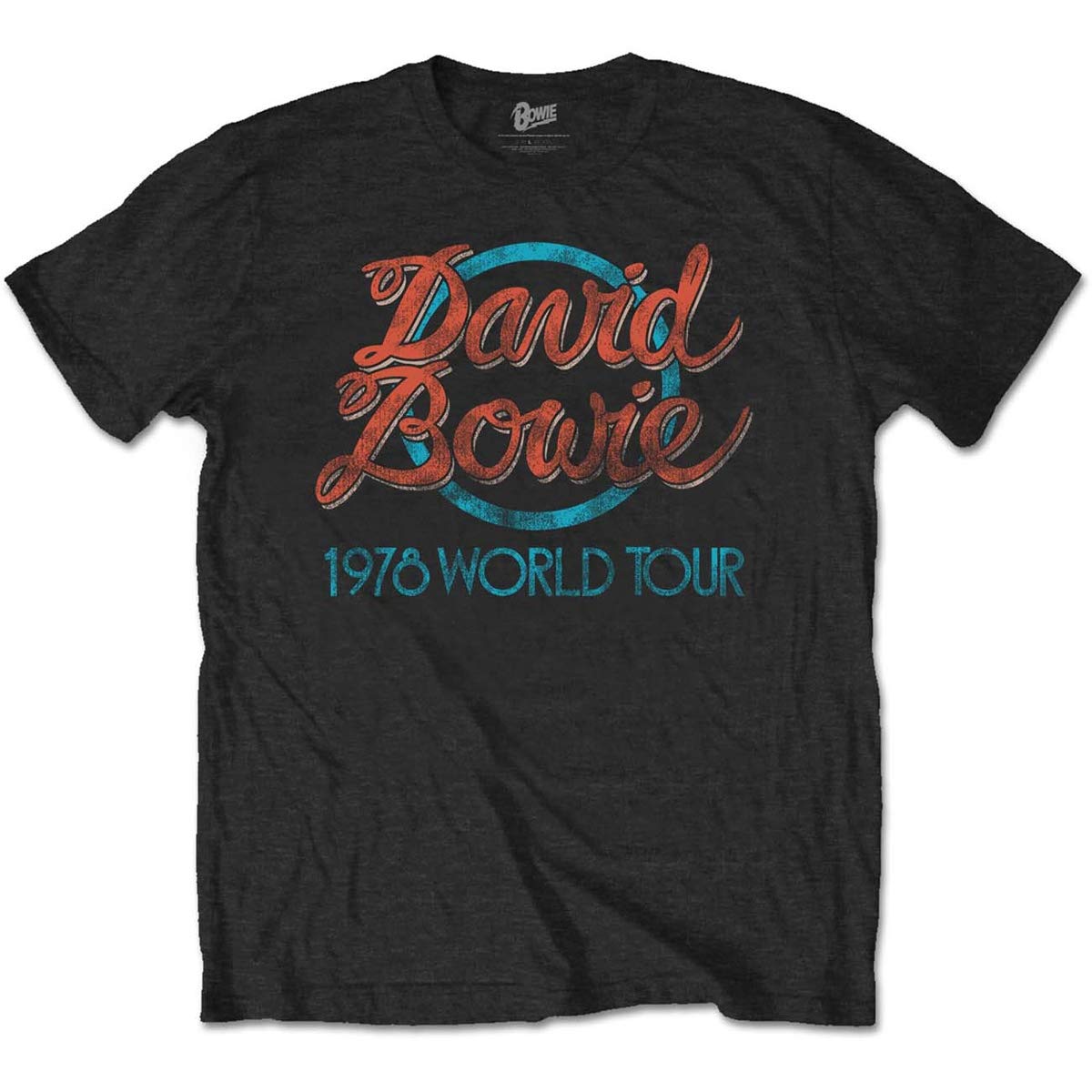 Rockoff Trade Men's David Bowie 1978 World Tour T-Shirt, Black (Black), Large (Manufacturer Size:Large)