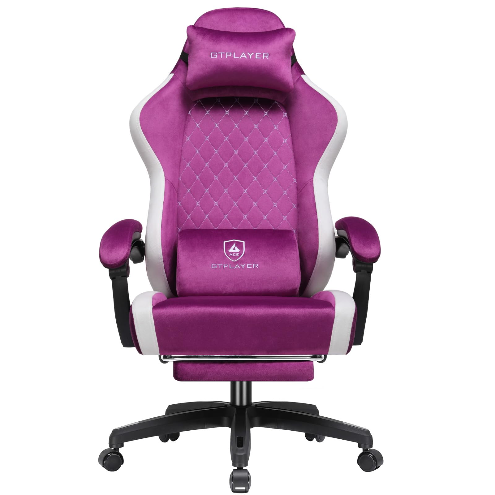 GTPLAYER Chaise Gaming Ergonomique, Chaise de Bureau en Tissu Respirant, Grande et Haute, pivotante, avec Repose-Pieds, Soutien Lombaire réglable et appuie-tête, Violet