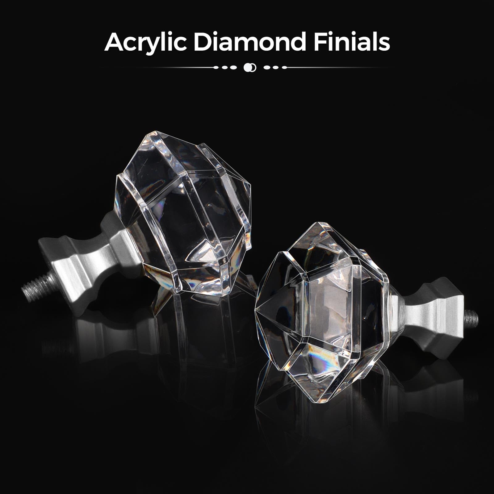 Tringle à Rideaux Télescopique USFOOK 2,5 Cm - Ajustable 81,3 à 147,2 Cm, Argentée, Embouts Cristal