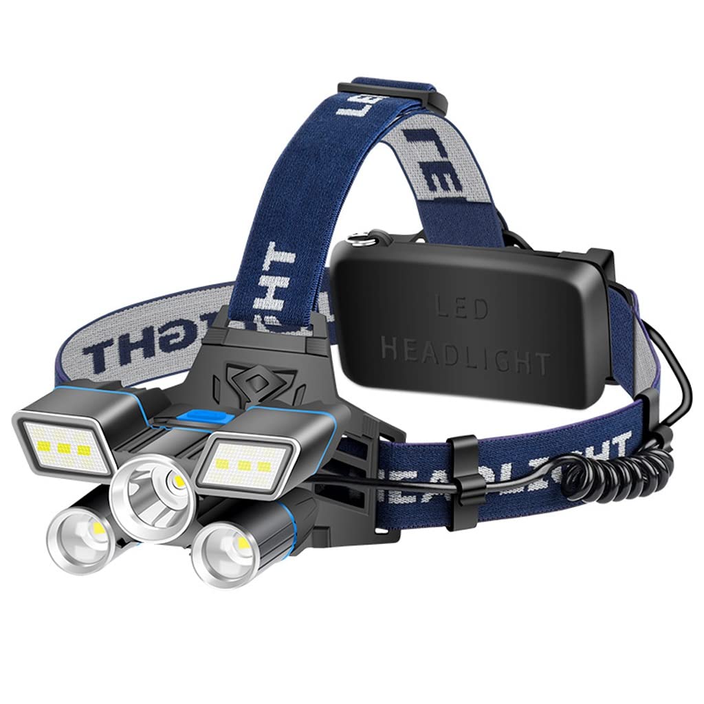 OYYMTE 5LED Aircraft High Power Bright Headlight USB Charging Outdoor Warning Waterproof Fishing Light