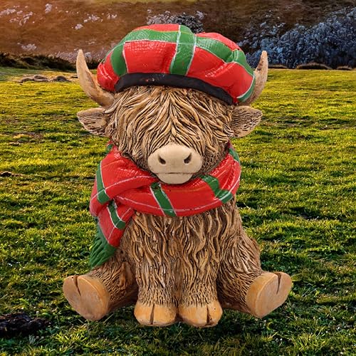 Lesser & Pavey Happy Highland, Highland Cow Scarf Tartan Figurines Statues For Home Decor - Image 2