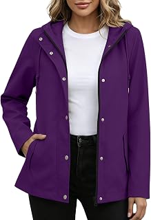 Rain Coats for Women Hiking Outdoor Travel Rain Jacket with Hood Windproof Waterproof Jacket Lightweight Raincoat