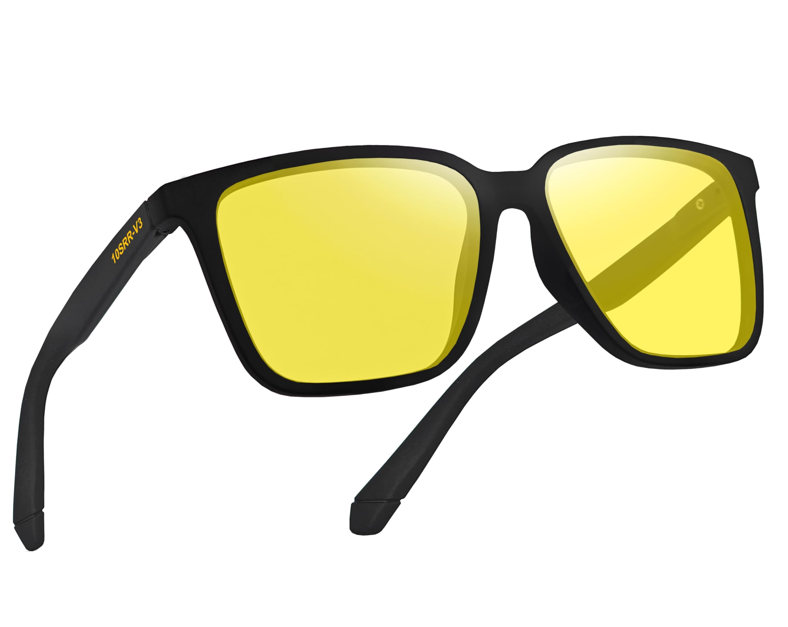 Night Driving Glasses with Cleaning Kit, Yellow Polarized Lens, UV400, Anti-Glare Glasses for Riding Bike and Car