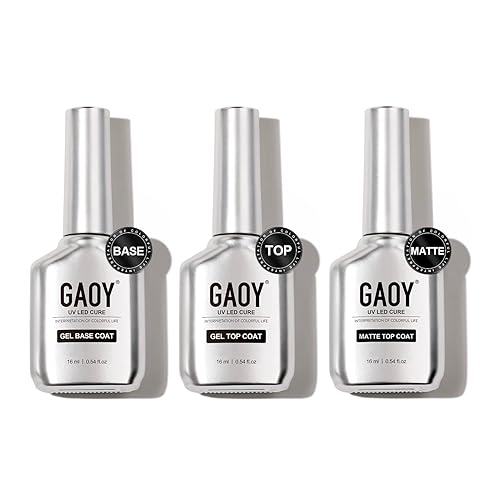 GAOY Juego de 3 capas de gel de 0.5 fl oz, capa base y capa superior mate, paquete de combinación que no se limpia