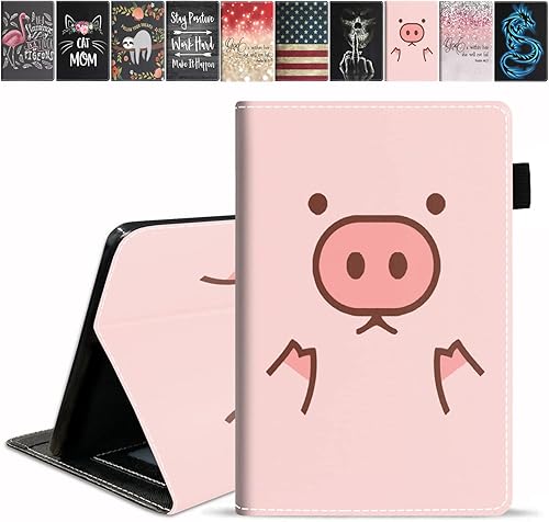 Miniatura 1 de Case for All-New Kindle Fire 7 Tablet (7", 12th Generation, 2022 Release), Slim PU Leather Cover with Card Slot & Pencil Holder, Pink Cute Cartoons