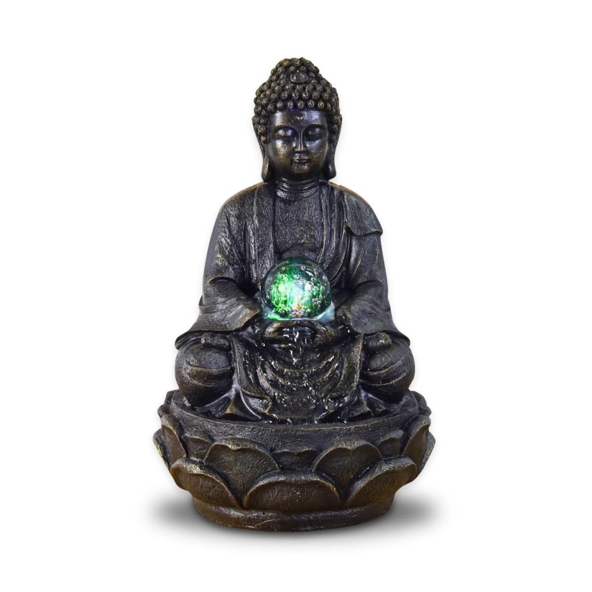 Indoor Buddha Tisch brunnen mit Glaskugel/LED, Zen Meditation, Heim-/Büro dekor