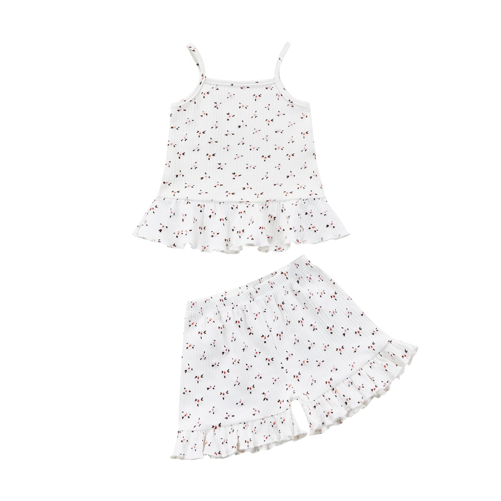 WASAIGOOD Toddler Girl Flared Pants Set for Girls 2Pcs Crop Tops Short T-shirt Bell Bottoms Summer Clothes Outfits (shorts white, 2-3 years)