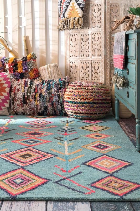 Image of OLEFIN Handmade Thick Woolen Anti Slip Carpet and Rugs for Living Room Bedroom Hall Dinning Room Kids Room