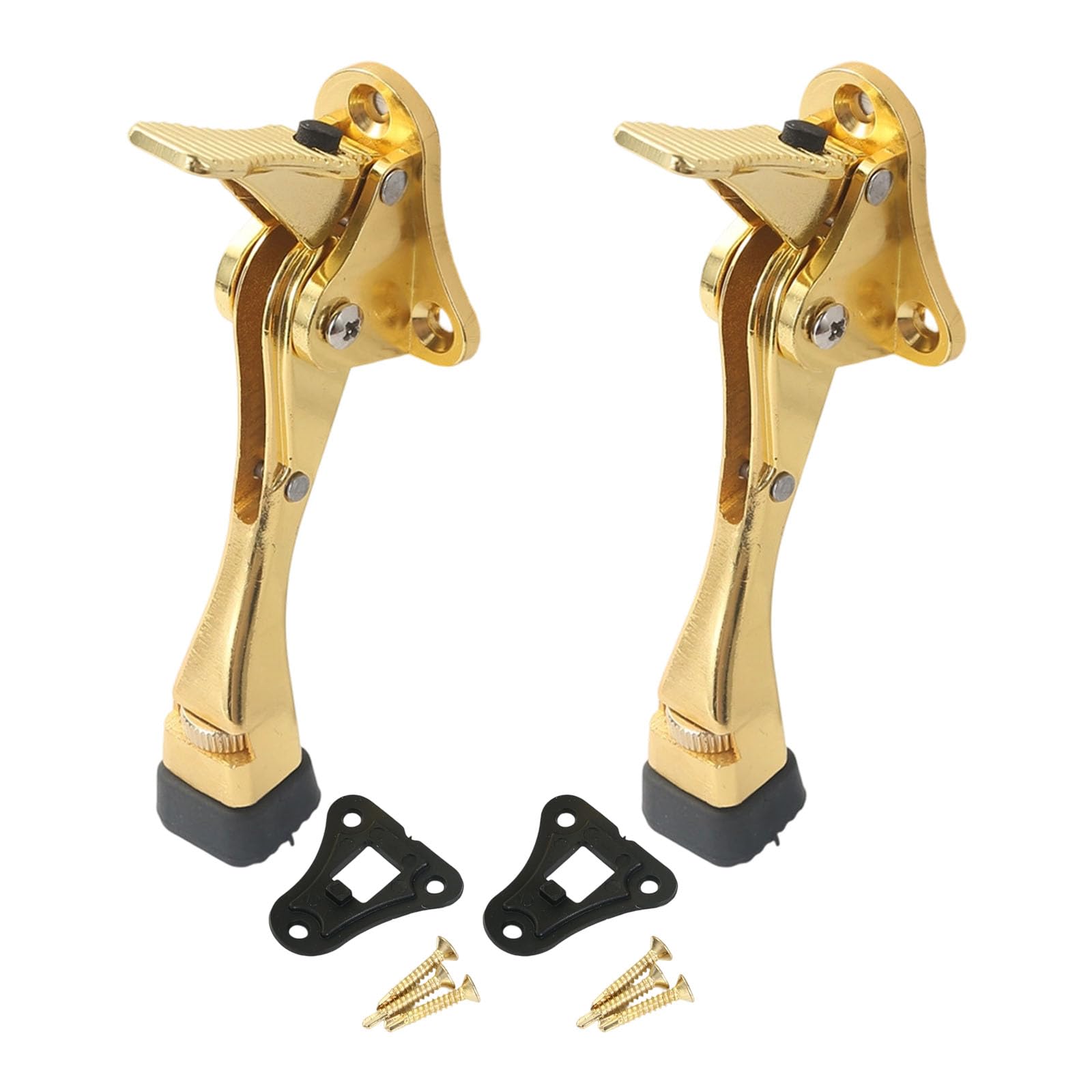 2Pcs Adjustable Door Holder with Nonslip Rubber Tip Kick Down Doorstop Metal Door Stop Wall Protector Kickdown Stop