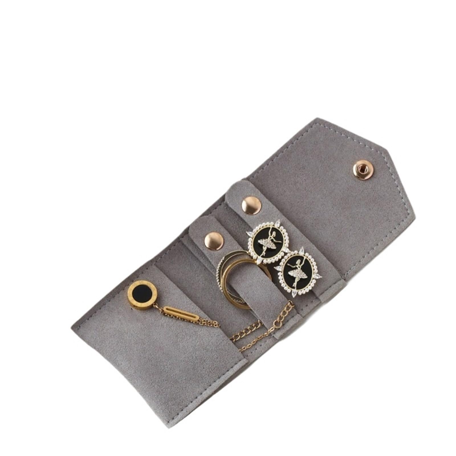 UBOHUZ Microfiber Leather Jewelry Storage Bags Stud Earring Ring Charm Necklace Organizer for Travel Necklace(Color4)